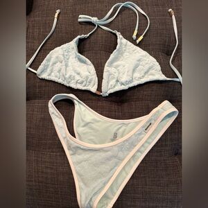 Blackbough Swim Light Blue Matching Swimsuit Set, Top Size XXL, Bottoms Size XL